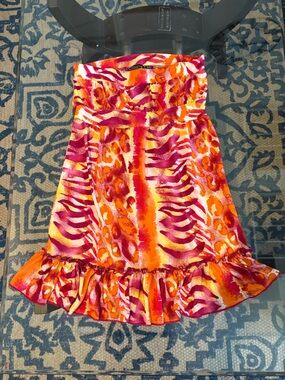 Vixen vibrant color zebra & cheetah print Orange & Pink Abstract animal Print